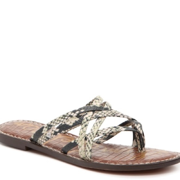 Sam Edelman Shoes - Sam Edelman Georgette Slide Sandal Flats Leather Snake Print Women’s Size 9 EUC
